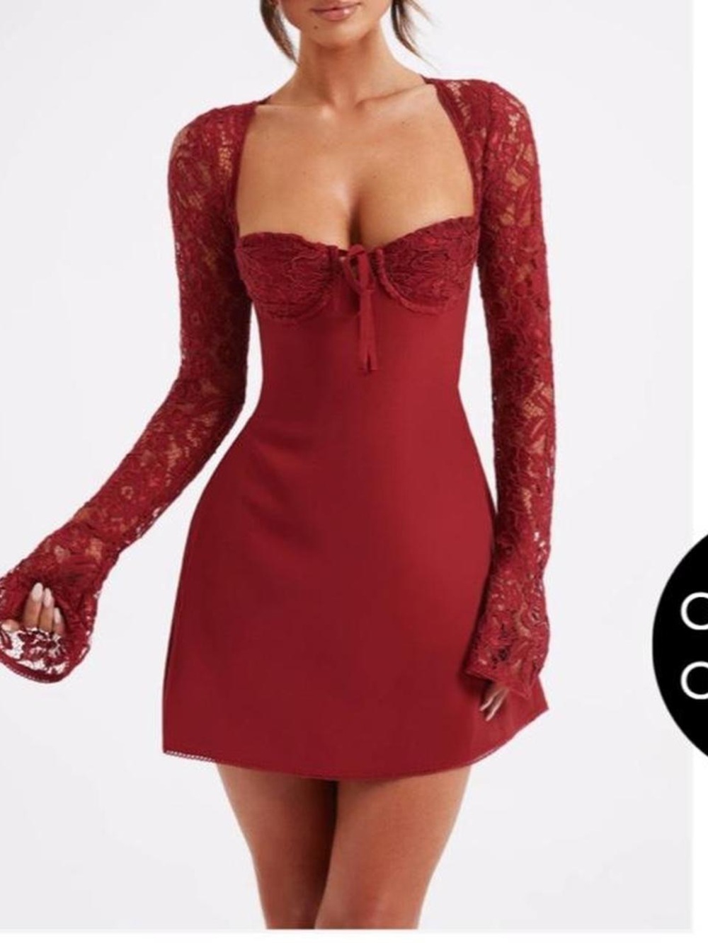 Red Lace Long Sleeve Mini Dress - Brand baby boo